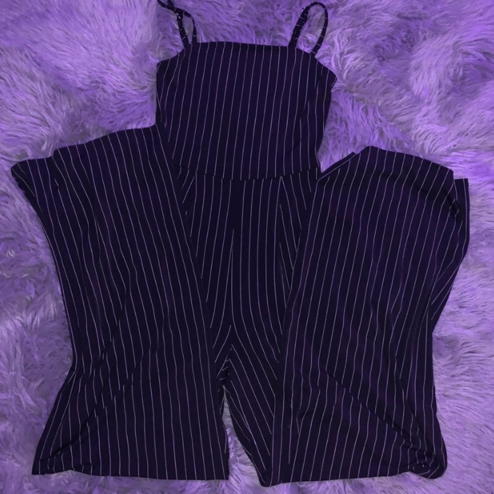 Black striped jumpsuit